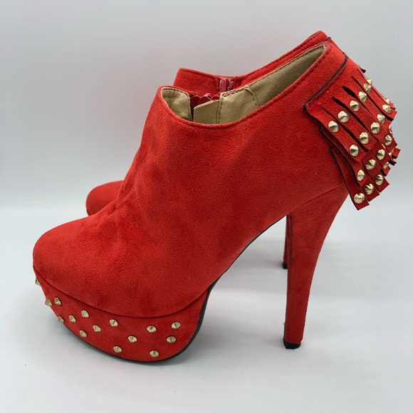 FRH Shoes - FRC | Bright Red Tassel Zip Up High Heels 8